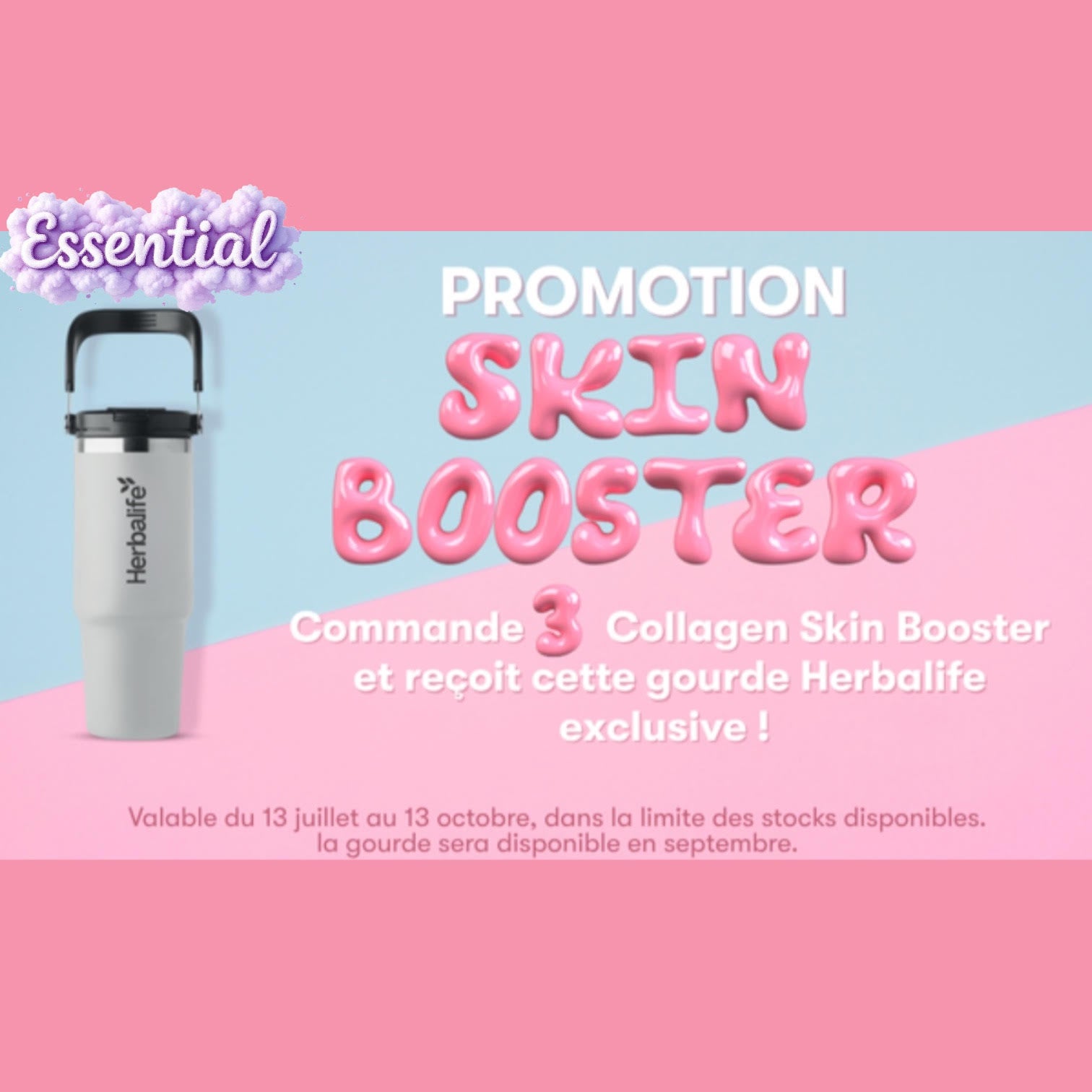 Promotion 3 Collagen Skin Booster Saveur fraise et citron 171 g - Gourde Herbalife exclusive !